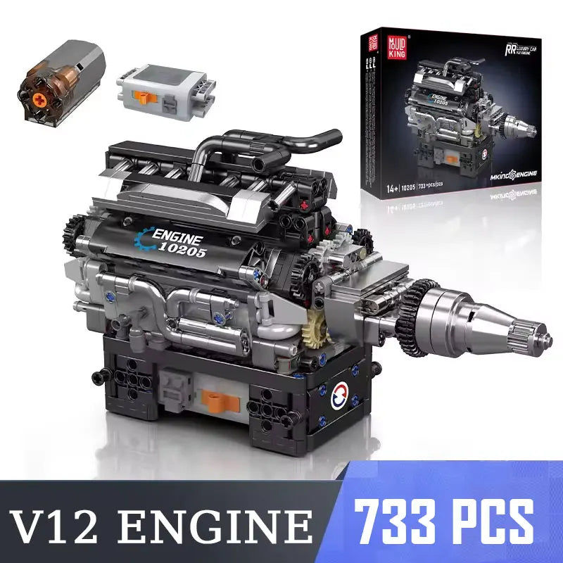 Mould King LSX454 V8 V12 W12 Engine Motorized Simulation Model Electrically Drive Building Blocks Technical Car Parts Toys Gift