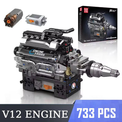 Mould King LSX454 V8 V12 W12 Engine Motorized Simulation Model Electrically Drive Building Blocks Technical Car Parts Toys Gift