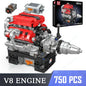Mould King LSX454 V8 V12 W12 Engine Motorized Simulation Model Electrically Drive Building Blocks Technical Car Parts Toys Gift