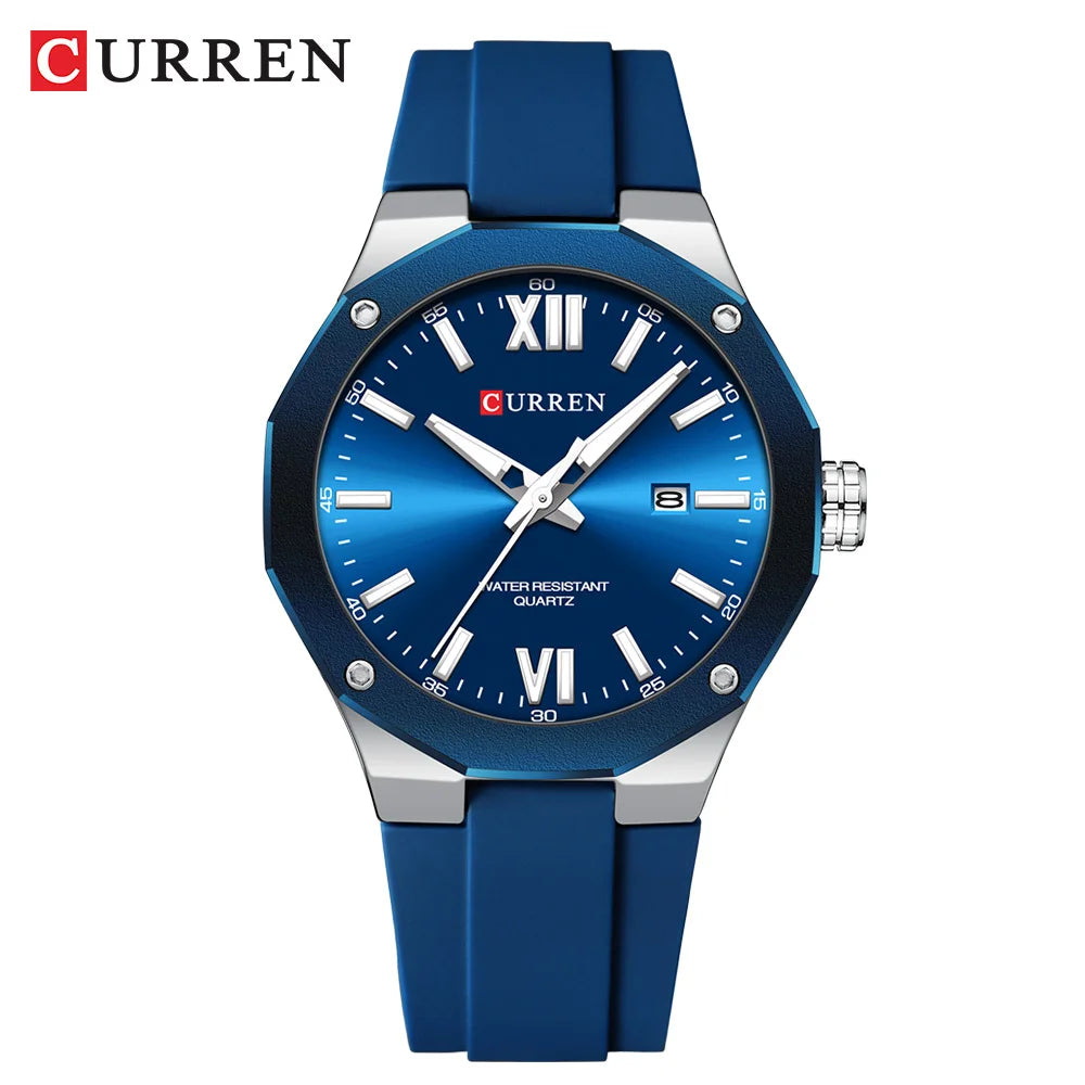CURREN 8465 New Fashionable Men's Quartz Watch Waterproof Calendar Luminous Silicone Strap Advanced Men's Clock Daily reloj