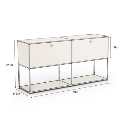 Modern Modular Metal Storage Cabinet Freestanding Sideboard Display Organizer For Living Room Bedroom Entryway Home Furniture
