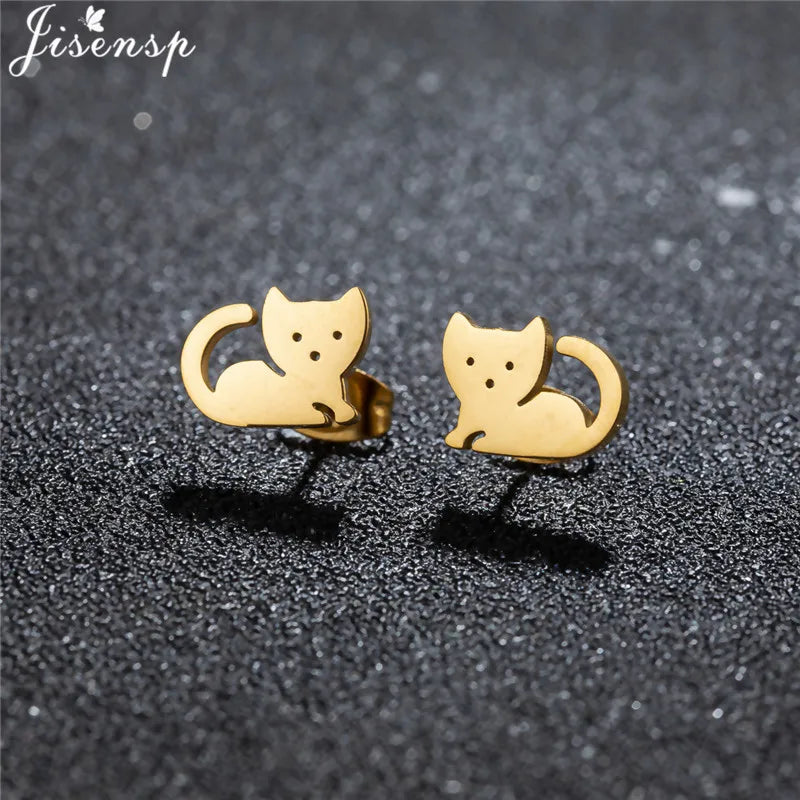 Unique Christmas Earring Stainless Steel YES NO Cactus Footprint Music Stud Earrings for Women Tiny Star Boots Jewelry Girl Gift