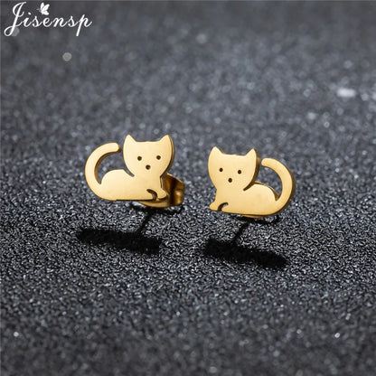 Unique Christmas Earring Stainless Steel YES NO Cactus Footprint Music Stud Earrings for Women Tiny Star Boots Jewelry Girl Gift