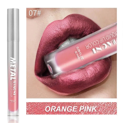 12 Color Diamond Metallic Shine Liquid Lipstick Pearlescent Waterproof Glitter Lip Gloss Smudge Proof Glamorous Lip Makeup