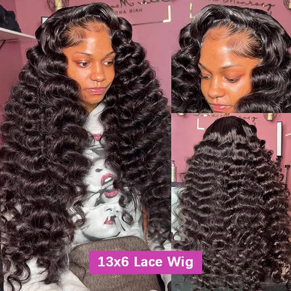 FRIZIRA 250% 30 40 Inch Loose Deep Wave 13x6 HD Lace Front Human Hair Wigs Pre Plucked Wigs13x4 Handmade Curly Lace Frontal Wigs