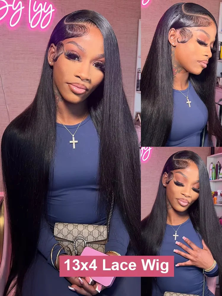 250% Density  Bone Straight 13x4 13x6 5x5 Wear And Go Glueless Wig For Beginners, No Glue, Elastic Band For Women