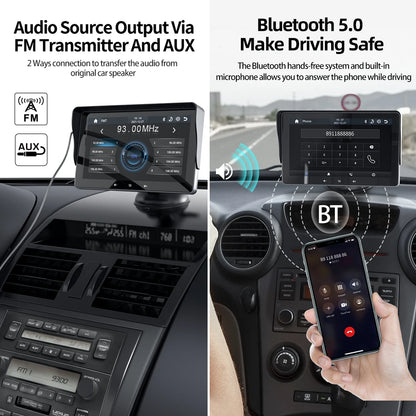 Grandnavi 7inch Car Radio Multimedia Video Player Wireless Carplay And Wireless Android Auto Portable Universal Touch Screen
