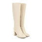 Fashion Brown Winter Women's Knee High Boots PU Leather Block High Heels Tall Long Boot Female Zipper Ladies Shoes Elegant 2025