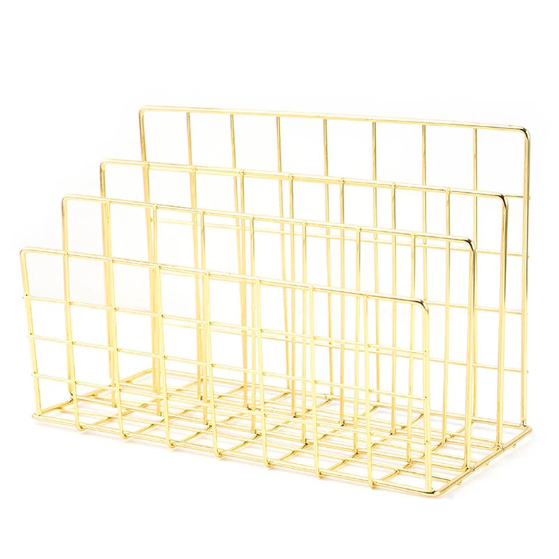 Ins Minimalist Iron Desktop Storage Rack Organizer Table Organizing Rack Document Book Rack Desk Multi-functional Storage Rack