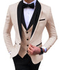 White Slit Mens Suits 3 Piece Black Shawl Lapel Casual Groom Tuxedos for Wedding Groomsmen Suits Men 2025 (Blazer+Vest+Pant)