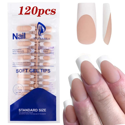 100Pcs Light Pink Press on Nails Short Medium Square Fake Nail Tips 10 sizes Reusable Full Cover False Nails Finger Decoration
