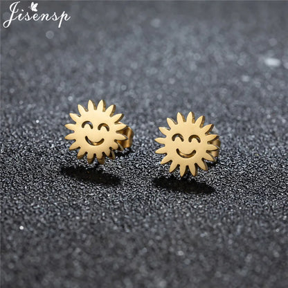 Unique Christmas Earring Stainless Steel YES NO Cactus Footprint Music Stud Earrings for Women Tiny Star Boots Jewelry Girl Gift