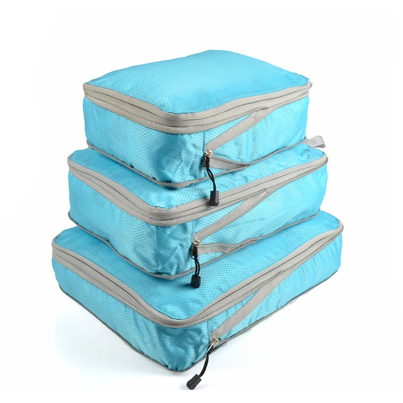 Travel Storage Bag Compressible Packing Cubes Foldable Waterproof Travel Suitcase Nylon Portable With Handbag Luggage Organizer