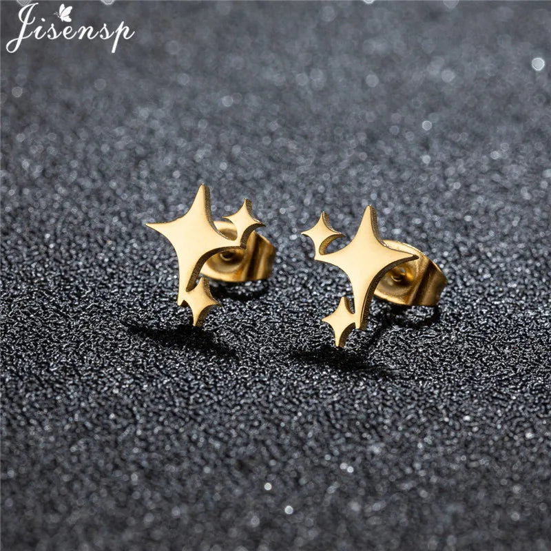 Unique Christmas Earring Stainless Steel YES NO Cactus Footprint Music Stud Earrings for Women Tiny Star Boots Jewelry Girl Gift