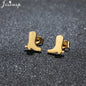 Unique Christmas Earring Stainless Steel YES NO Cactus Footprint Music Stud Earrings for Women Tiny Star Boots Jewelry Girl Gift