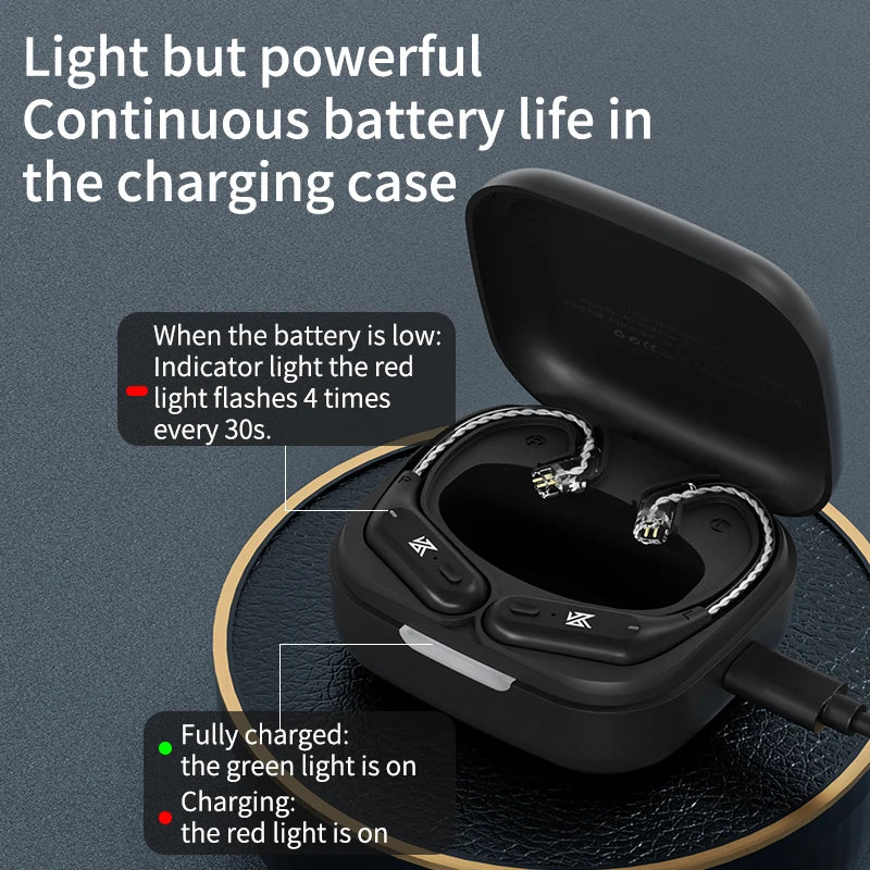 KZ AZ09 Wireless Upgrade Cable HD Bluetooth 5.4 Wire Ear Hook HIFI Headset Cable With Charging Case For KZ CCA Earphones