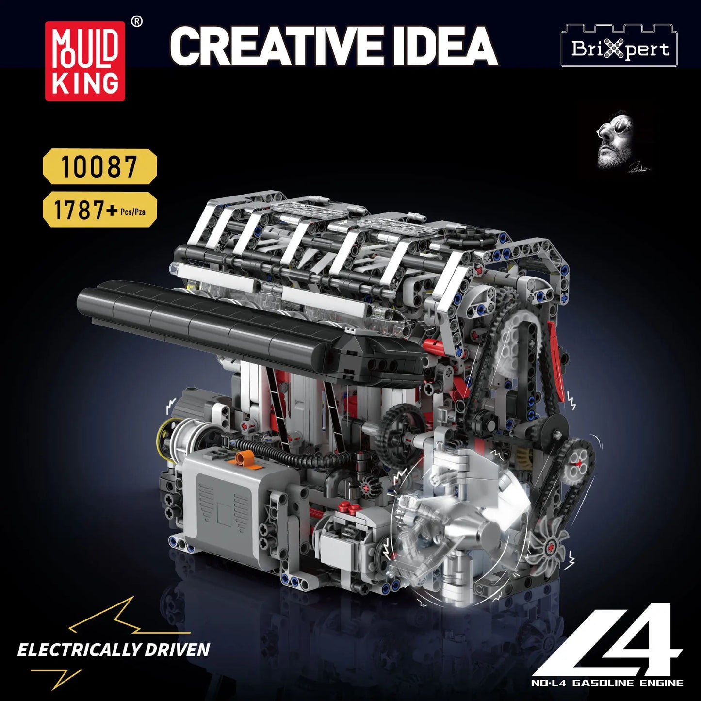 Mould King 10171 LSX454 V8 Engine Motorized Simulation Model Electrically Drive Building Blocks Technical Car Parts Toys Gift