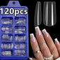 100/120pcs Pink White Press On Nails Medium Trapezoid Acrylic False Nails Full Artificial Fingernails Extension Fake Nail Tips