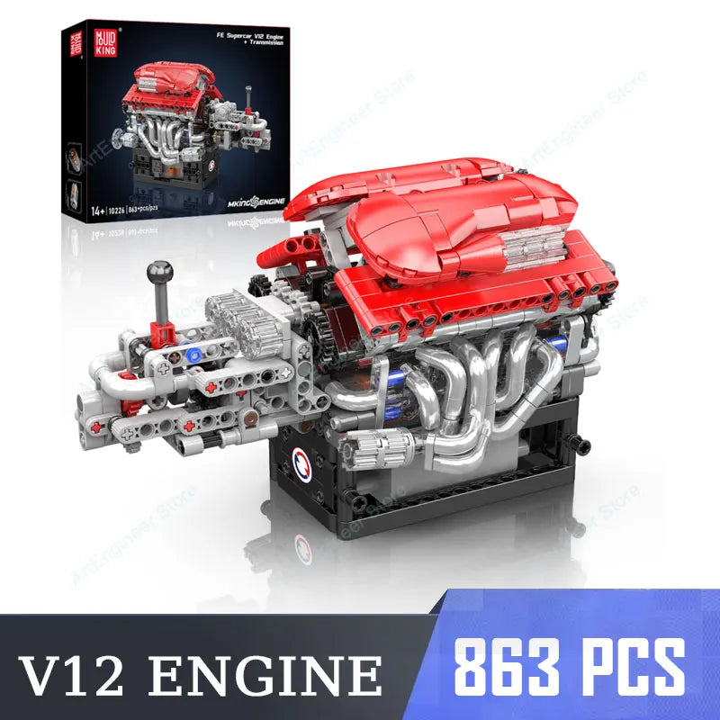 Mould King LSX454 V8 V12 W12 Engine Motorized Simulation Model Electrically Drive Building Blocks Technical Car Parts Toys Gift
