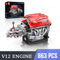 Mould King LSX454 V8 V12 W12 Engine Motorized Simulation Model Electrically Drive Building Blocks Technical Car Parts Toys Gift
