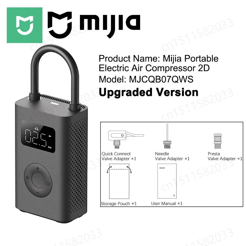 MIJIA 100% Original Portable Air Compressor 2,150psi,Preset Pressure Stop When Full,Air Pump,6 Mode,Lightweight Electric