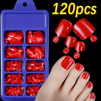 120/100Pcs Almond Fake Nails Extension Wearable Full Cover False Nail Solid Color Mid-length Stiletto/Square Press on Nails