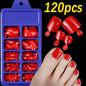 120/100Pcs Almond Fake Nails Extension Wearable Full Cover False Nail Solid Color Mid-length Stiletto/Square Press on Nails