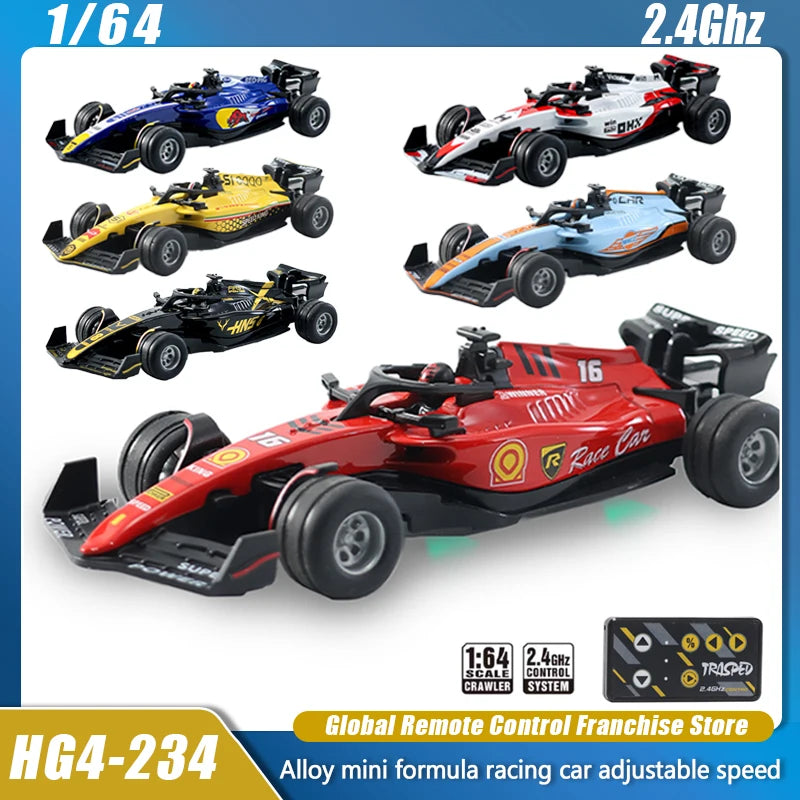 1:64 Rc Car Mini Racing Car 2.4G Alloy High Speed Remote Control Car with Light Adjustable Speed RC Cars Toy for Children Gifts