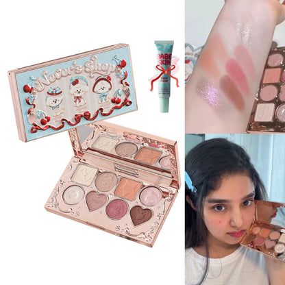 Flower Knows Chocolate Wonder-Shop 8-Color Eyeshadow Palette Matte Shimmer Waterproof Highly Pigmented Long Lasting Makeup