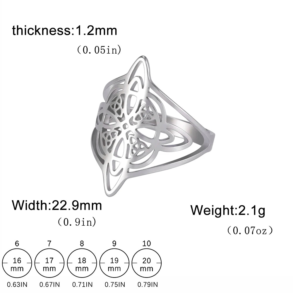 Unift Vintage Witch Knot Rings for Women Men Stainless Steel Finger Ring Witchcraft Protection Amulet Jewelry Wicca Accessories
