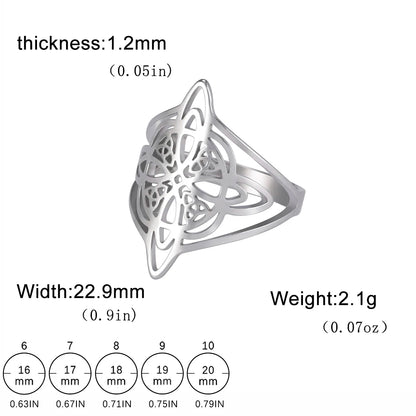 Unift Vintage Witch Knot Rings for Women Men Stainless Steel Finger Ring Witchcraft Protection Amulet Jewelry Wicca Accessories