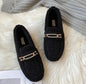 Plus Size Women Shearling Flats Furry Lambswool Mocasines Mujer Warm Cotton Shoes Ladies Slip On Sheep Fur Lined Loafers Winter