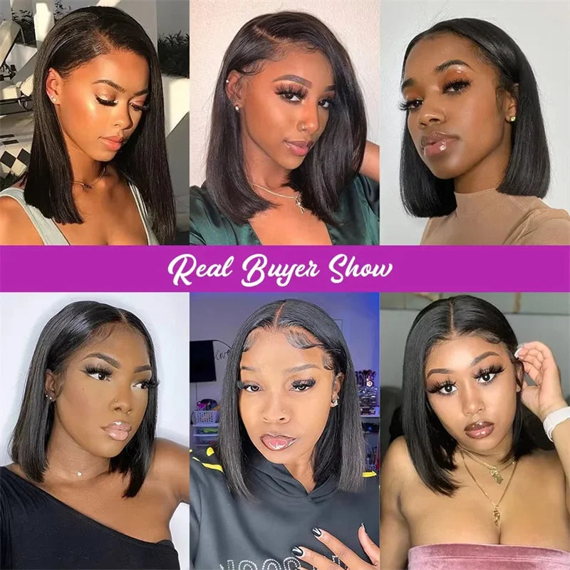 13x6 HD Lace Frontal Short Bob Wig Bone Straight Glueless Pre Cut 5x5 Closure Wig Ready to Wear 13x4 Human Hair Wig Preplucked