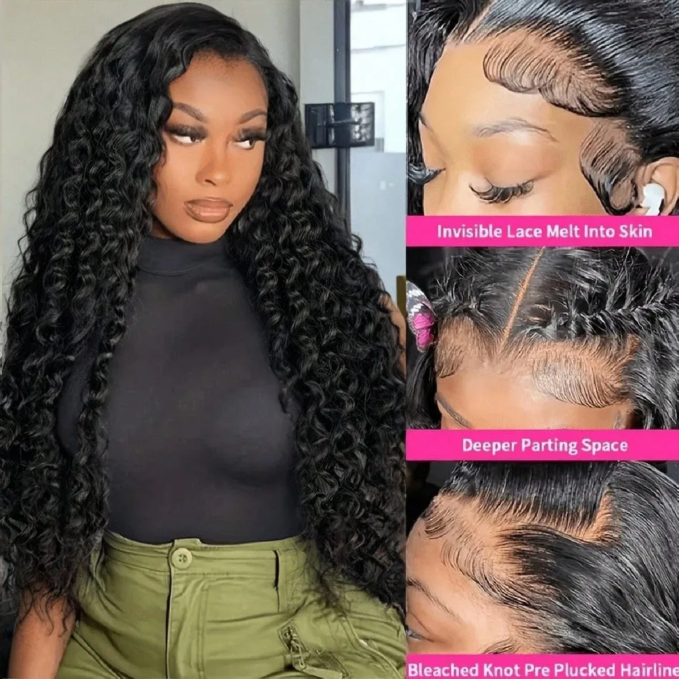 250% Loose Deep Wave 40 42 Inch 13x6 HD Swiss Lace Frontal Human Hair Wigs Brazilian PrePlucke Water Curly 13x4 Lace Front Wig