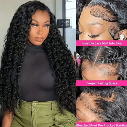 250% Loose Deep Wave 40 42 Inch 13x6 HD Swiss Lace Frontal Human Hair Wigs Brazilian PrePlucke Water Curly 13x4 Lace Front Wig