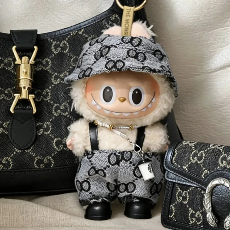 15 17cm For Labubu Doll Retro Denim Overalls Ropa Clothing Luxury Montaigne Skirt Dress Outfit Clothes Shoes Set Accessories