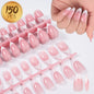 100Pcs Light Pink Press on Nails Short Medium Square Fake Nail Tips 10 sizes Reusable Full Cover False Nails Finger Decoration
