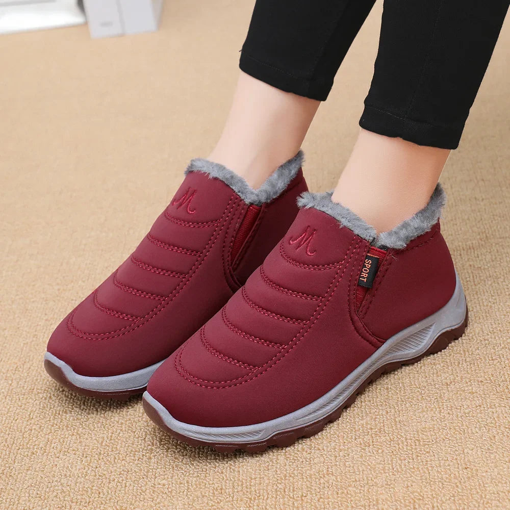 Thickened Fleece Winter Snow Boots Men Women Comfortable Cotton Shoes Anti-Slip Warm Short Boots for Middle-Aged And Elderly