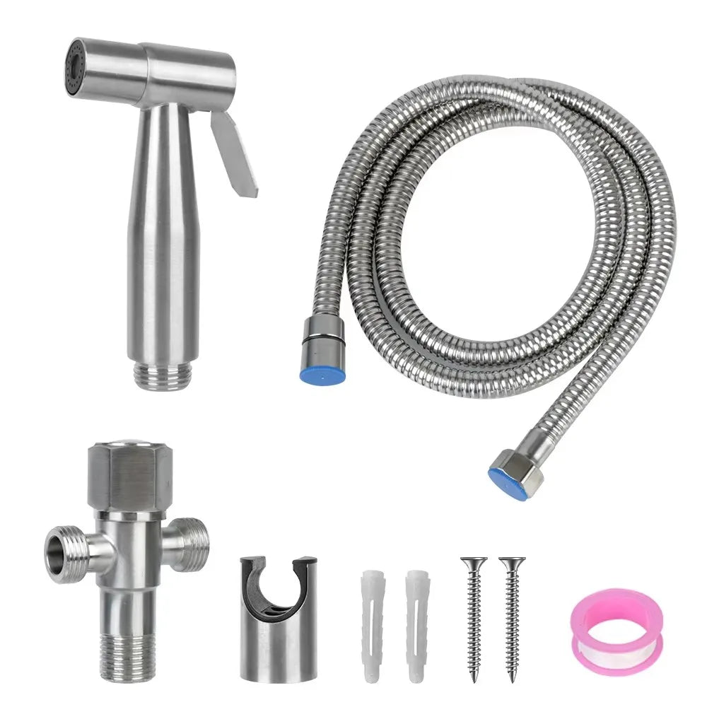 Toilet Bidet Faucet Black Handheld Sprayer Stainless Steel Bathroom Hand Bidet Sprayer Set Hose Toilet Self Cleaning Shower Head