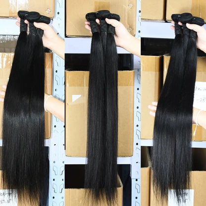 MISSANNA 34 36 38 40 Straight Hair Bundles Bone Straight Human Hair Brazilian Sew-in Hair Weave Bundles Natural Hair Extensions