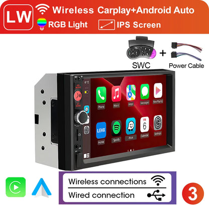XIMA 2Din 7" IPS Universal Wireless CarPlay Android Auto Car Radio Stereo Multimedia Autoaudio FM Receiver Mirror Link Monitor