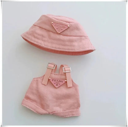 15 17cm For Labubu Doll Retro Denim Overalls Ropa Clothing Luxury Montaigne Skirt Dress Outfit Clothes Shoes Set Accessories
