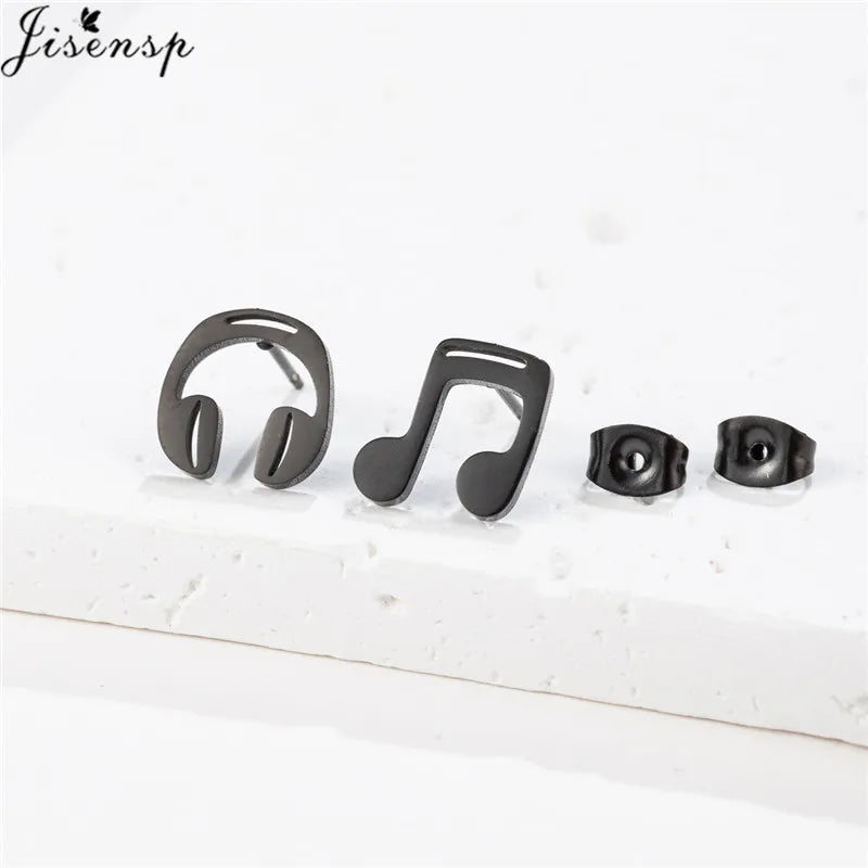 Unique Christmas Earring Stainless Steel YES NO Cactus Footprint Music Stud Earrings for Women Tiny Star Boots Jewelry Girl Gift