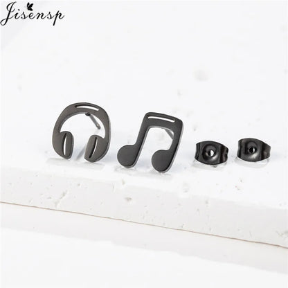 Unique Christmas Earring Stainless Steel YES NO Cactus Footprint Music Stud Earrings for Women Tiny Star Boots Jewelry Girl Gift