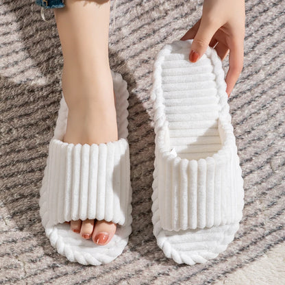 Solid Color Flat Heel Slippers Women Indoor and Bedroom Lightweight Comfort Non-slip Open-toe Breathable Slippers for All Season