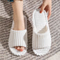 Solid Color Flat Heel Slippers Women Indoor and Bedroom Lightweight Comfort Non-slip Open-toe Breathable Slippers for All Season