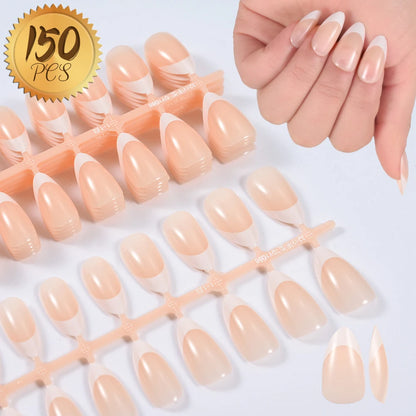 100Pcs Light Pink Press on Nails Short Medium Square Fake Nail Tips 10 sizes Reusable Full Cover False Nails Finger Decoration