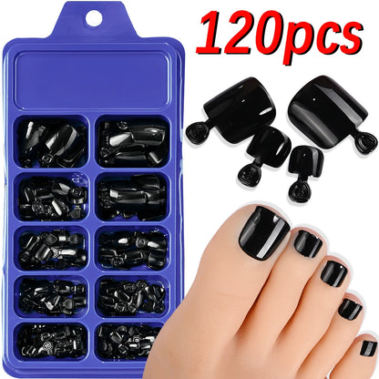 120/100Pcs Almond Fake Nails Extension Wearable Full Cover False Nail Solid Color Mid-length Stiletto/Square Press on Nails