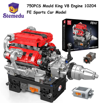 Mould King 10171 LSX454 V8 Engine Motorized Simulation Model Electrically Drive Building Blocks Technical Car Parts Toys Gift