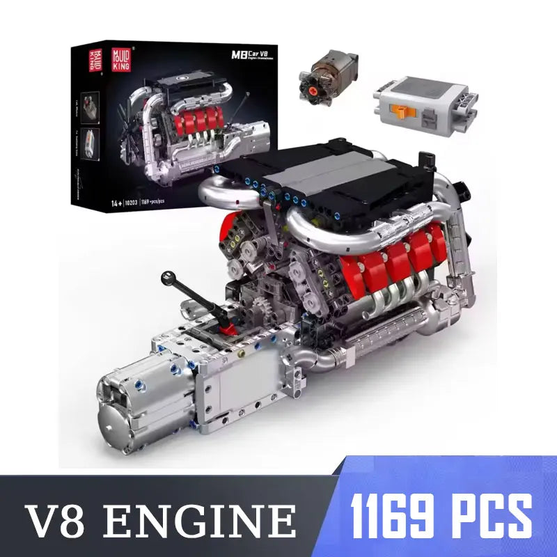 Mould King LSX454 V8 V12 W12 Engine Motorized Simulation Model Electrically Drive Building Blocks Technical Car Parts Toys Gift